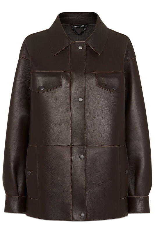 Brown Clean Bonded Leather Jacket