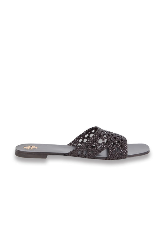 Woven Leather Slides
