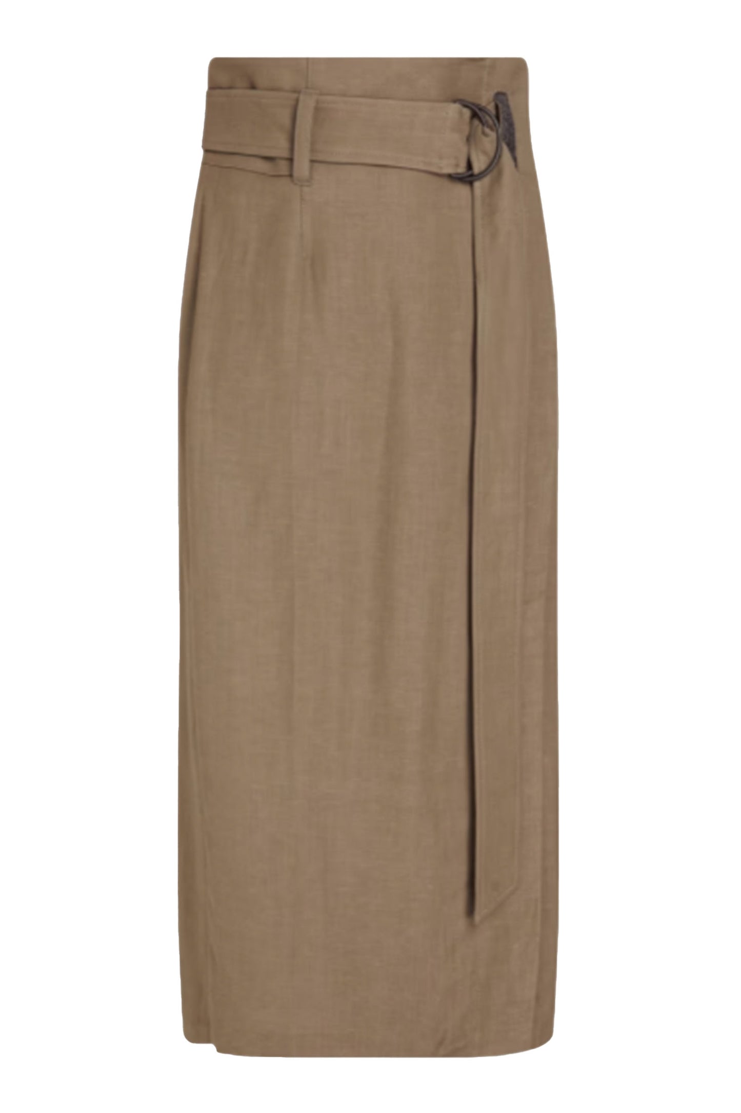 Belted Twill Midi Wrap Skirt