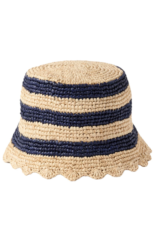 Striped Raffia Bucket Hat