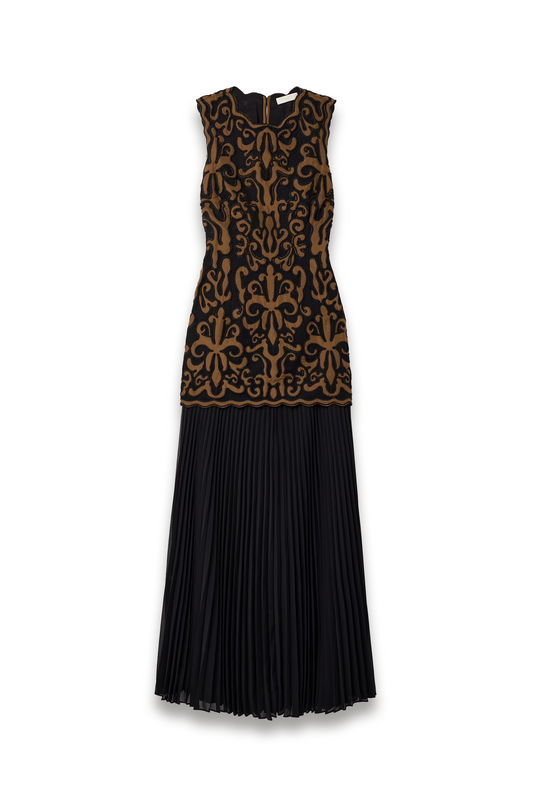 Auryn Layered Appliquéd Taffeta, Mesh and Pleated Silk-chiffon Midi Dress