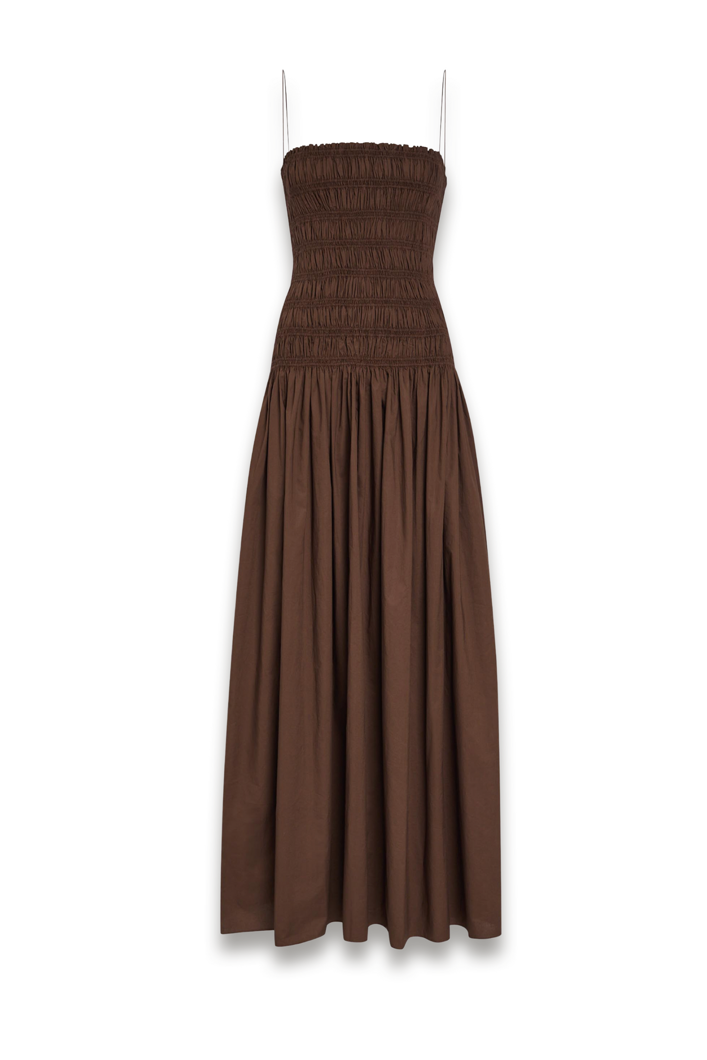 Shirred Cotton-poplin Maxi Dress