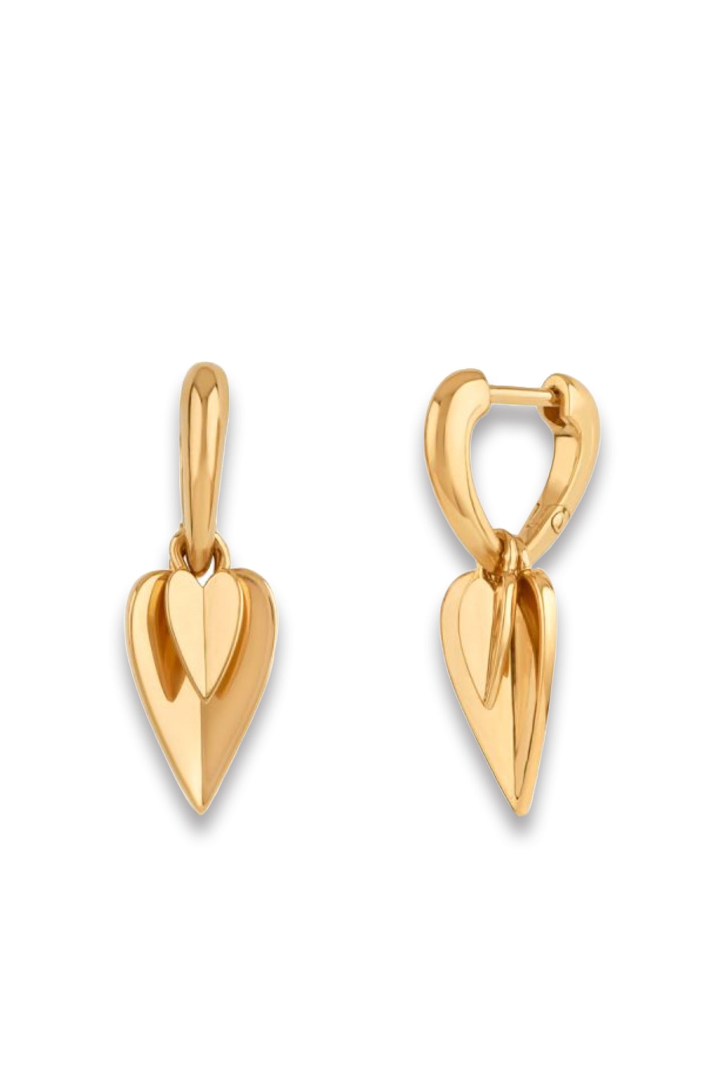 Folded Heart Duo Drop Hoops