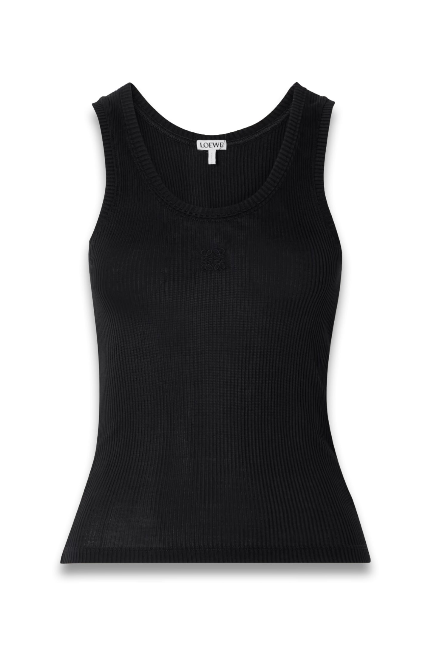 Anagram Embroidered Ribbed Silk-Jersey Tank