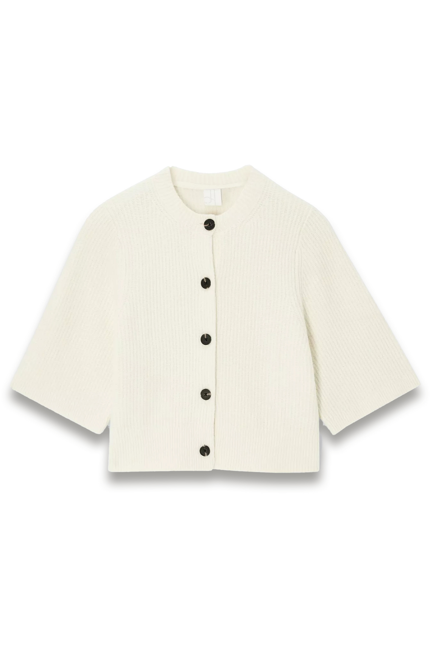Short-sleeve Rib-knit Cardigan