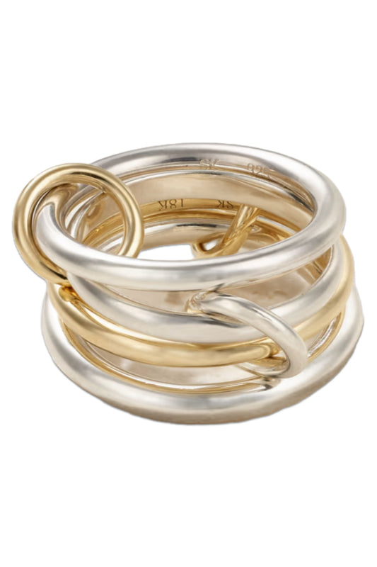Cancer set of four 18-karat gold and sterling silver ring
