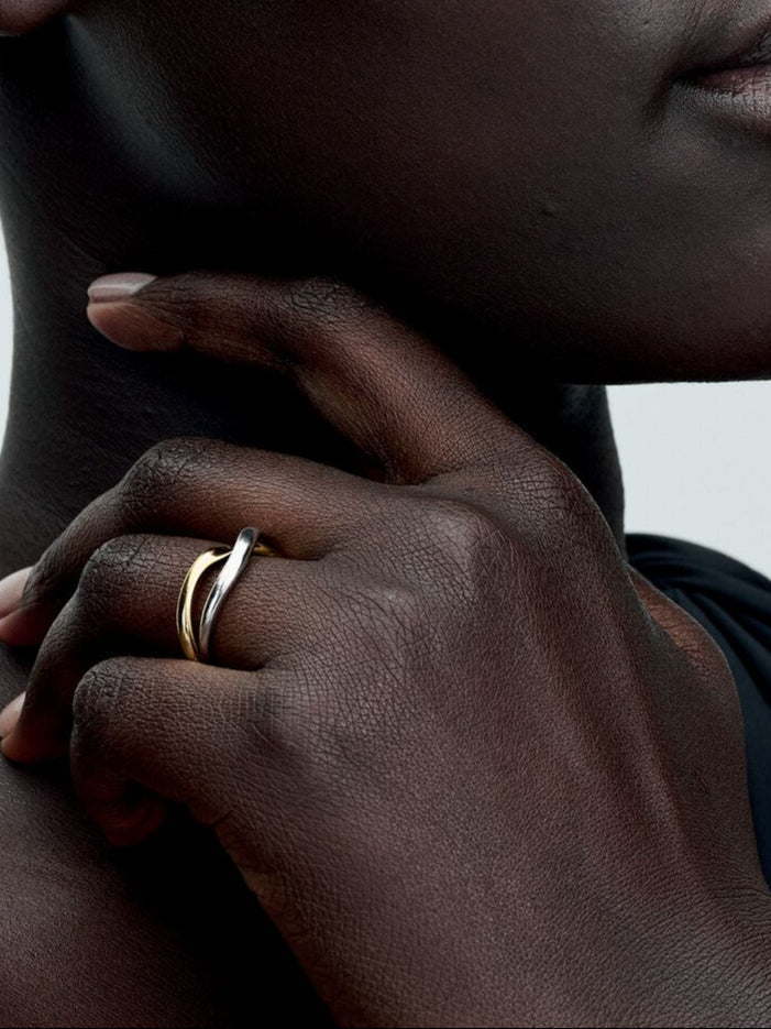 Two-Tone Entwined Bands Ring