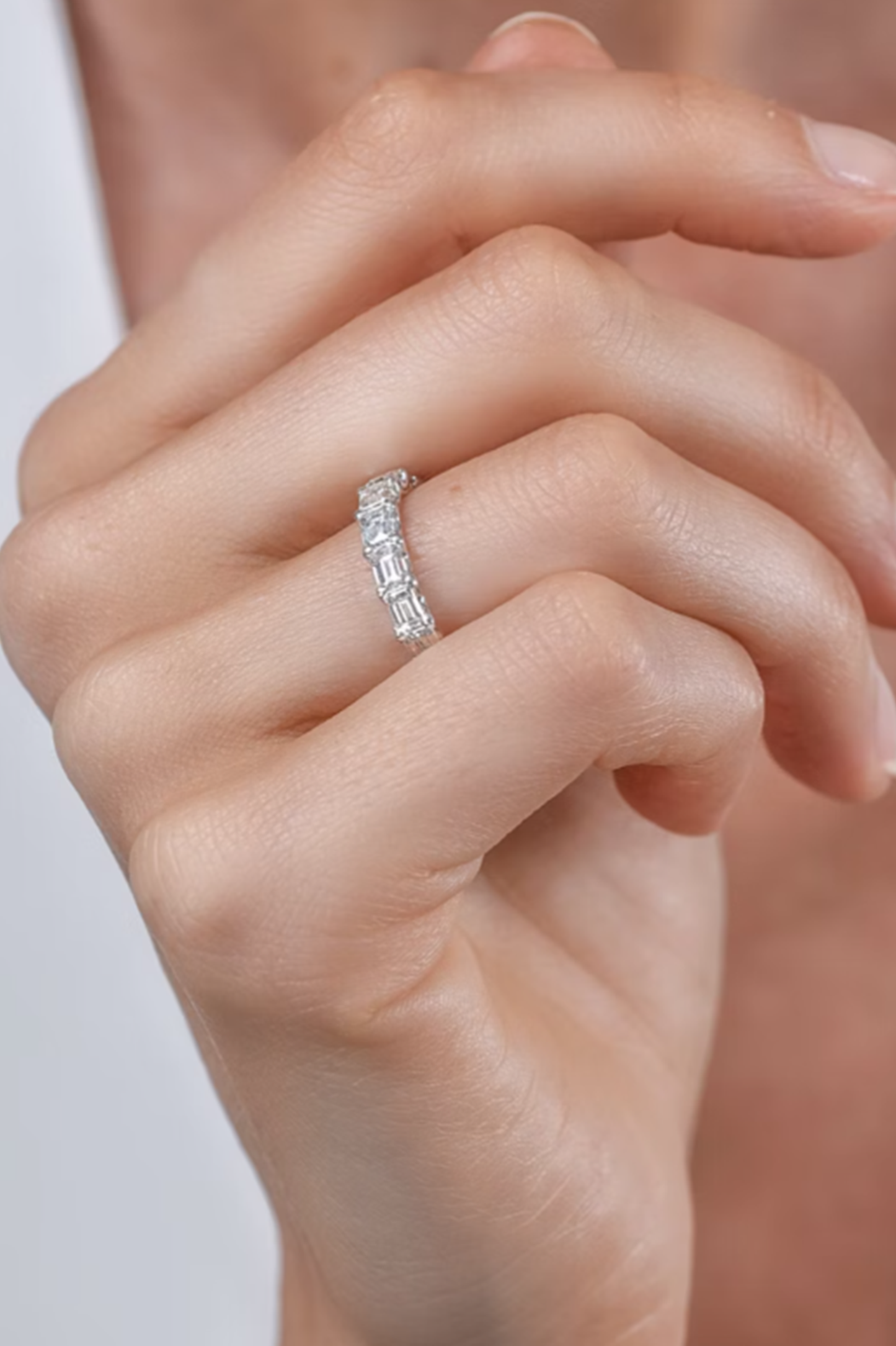 Sofia Diamond Eternity Ring Emerald Cut 2.72ct VVs Platinum Size H-I