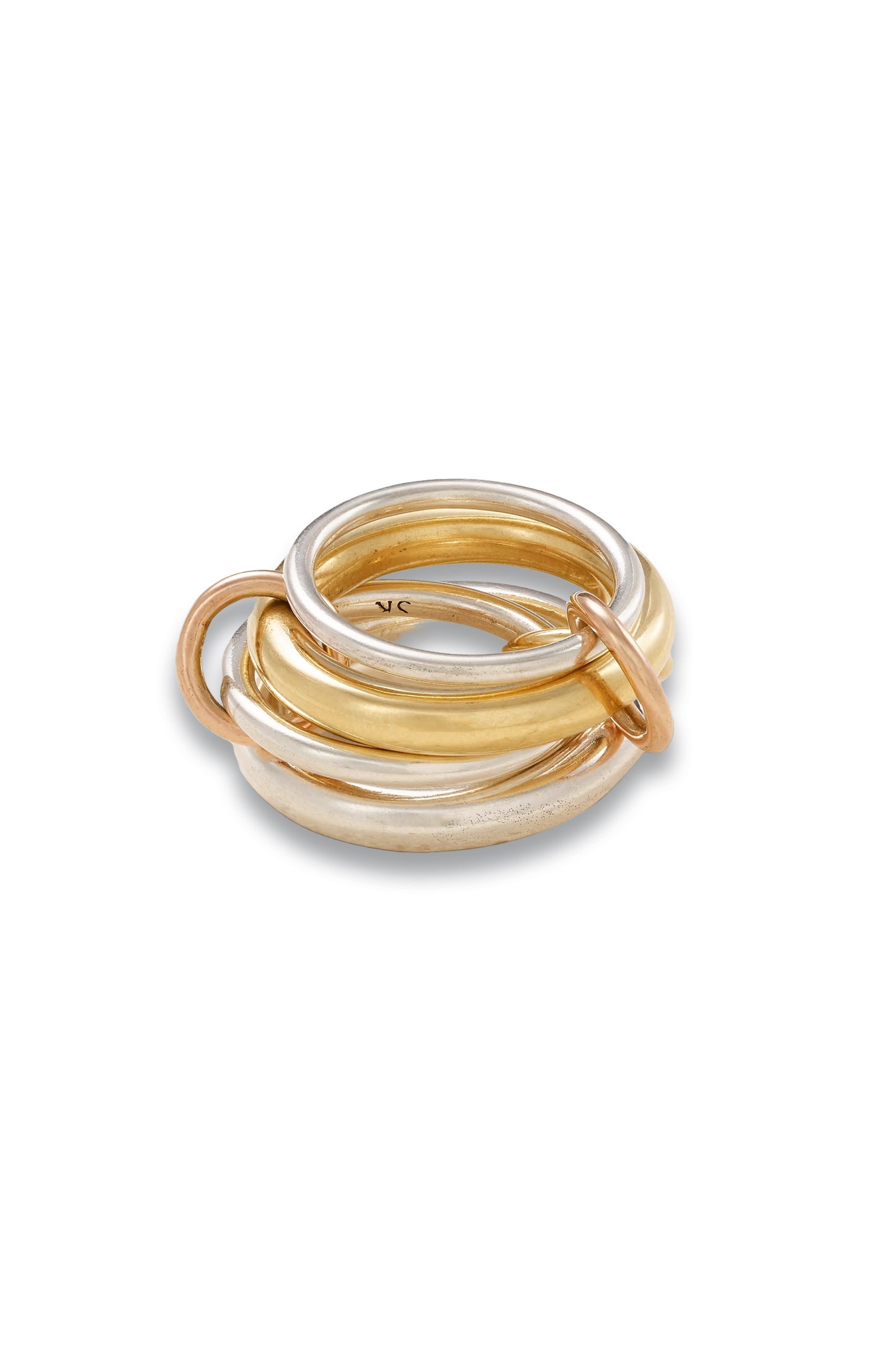 Cici set of four 18k yellow and pink gold and sterling silver rings