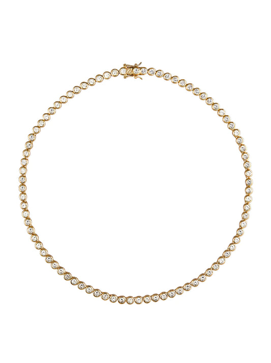 The James Bezel Lab-grown White Sapphire Gold Rivière Necklace