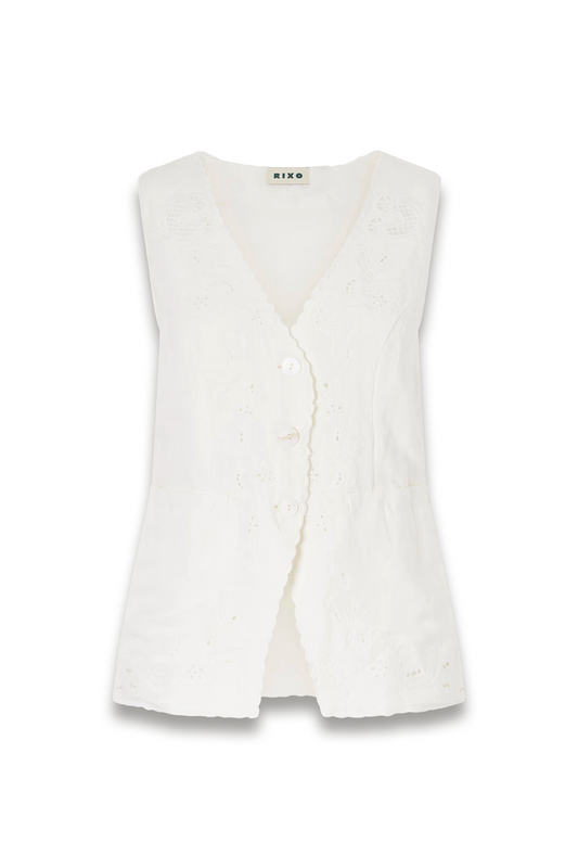 Jesse Broderie Anglaise Linen-blend Top