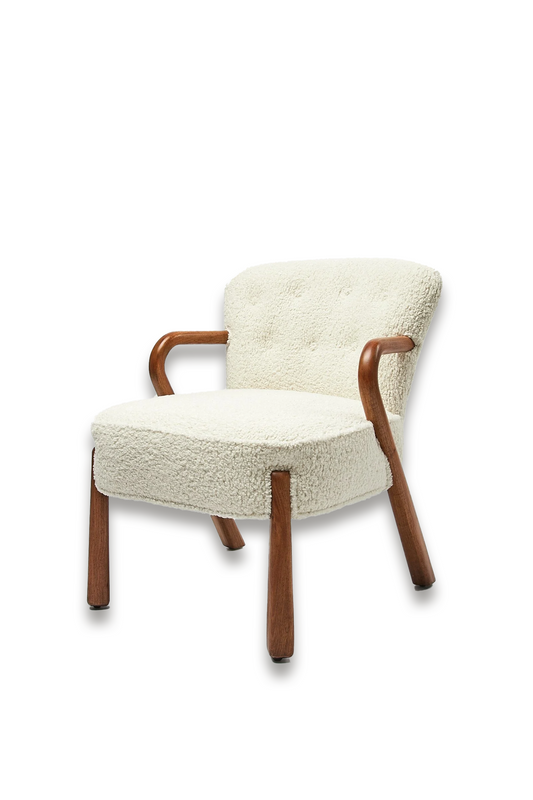 Rizado White Faux Sheepskin Boucle Armchair
