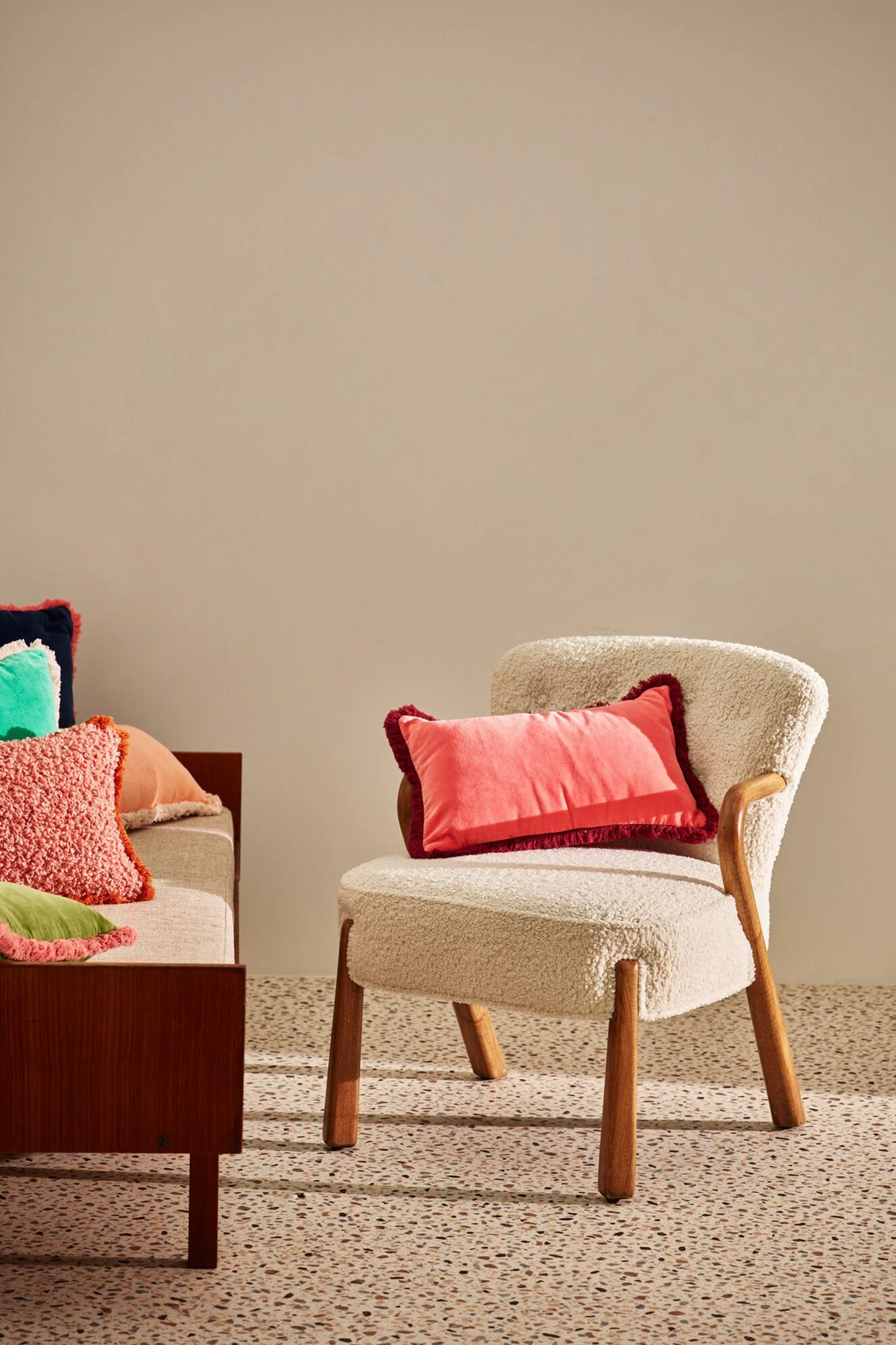 Rizado White Faux Sheepskin Boucle Armchair