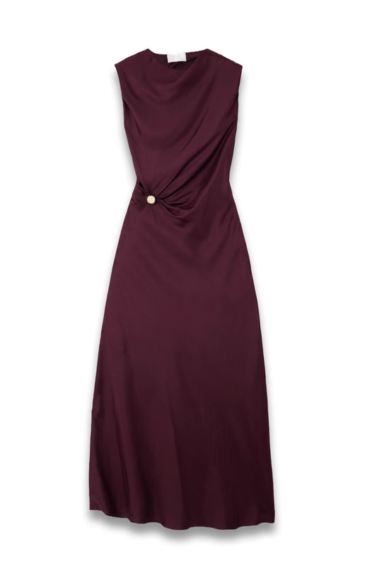Roan Draped Silk-Twill Maxi Dress