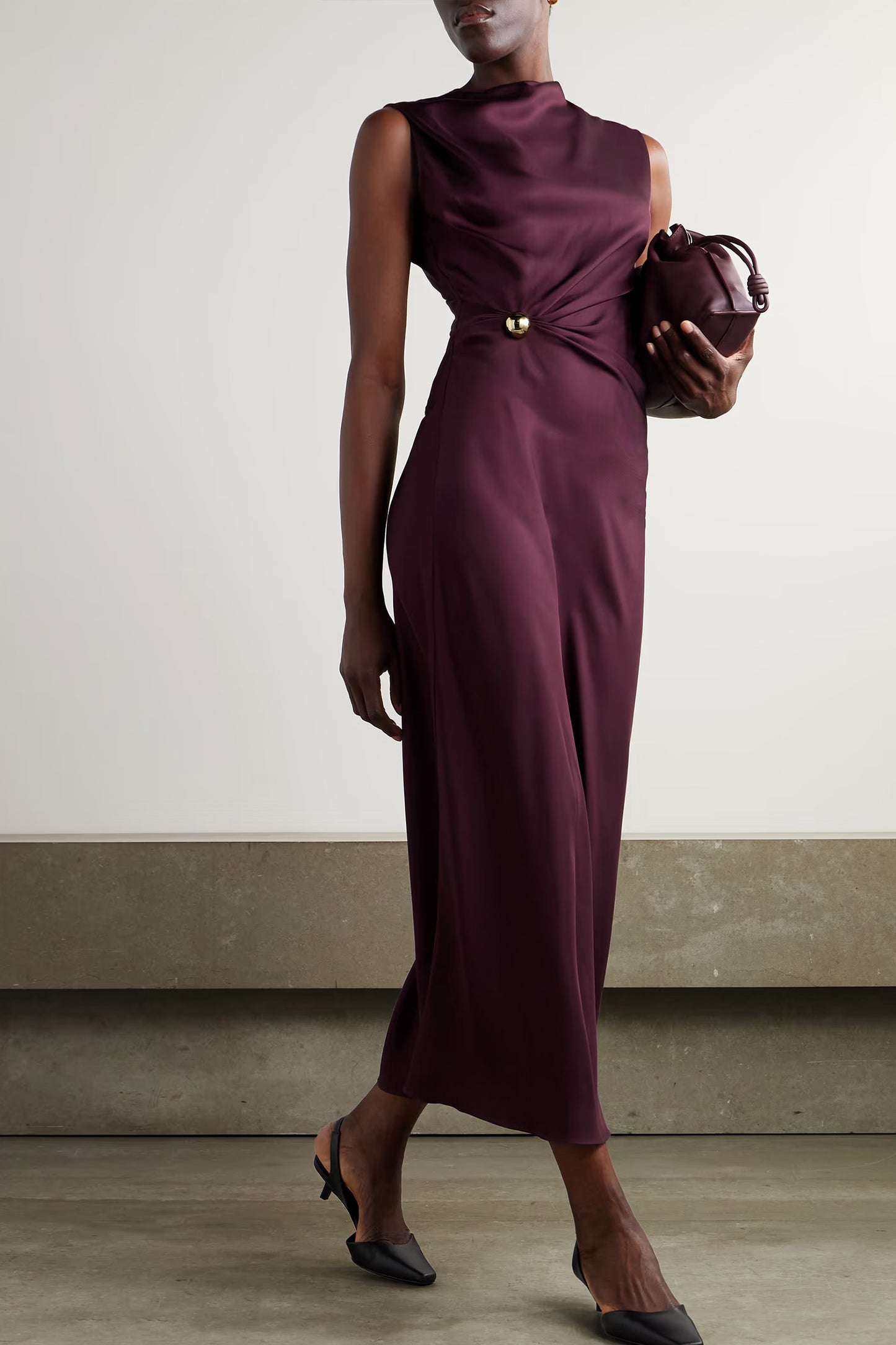 Roan Draped Silk-Twill Maxi Dress