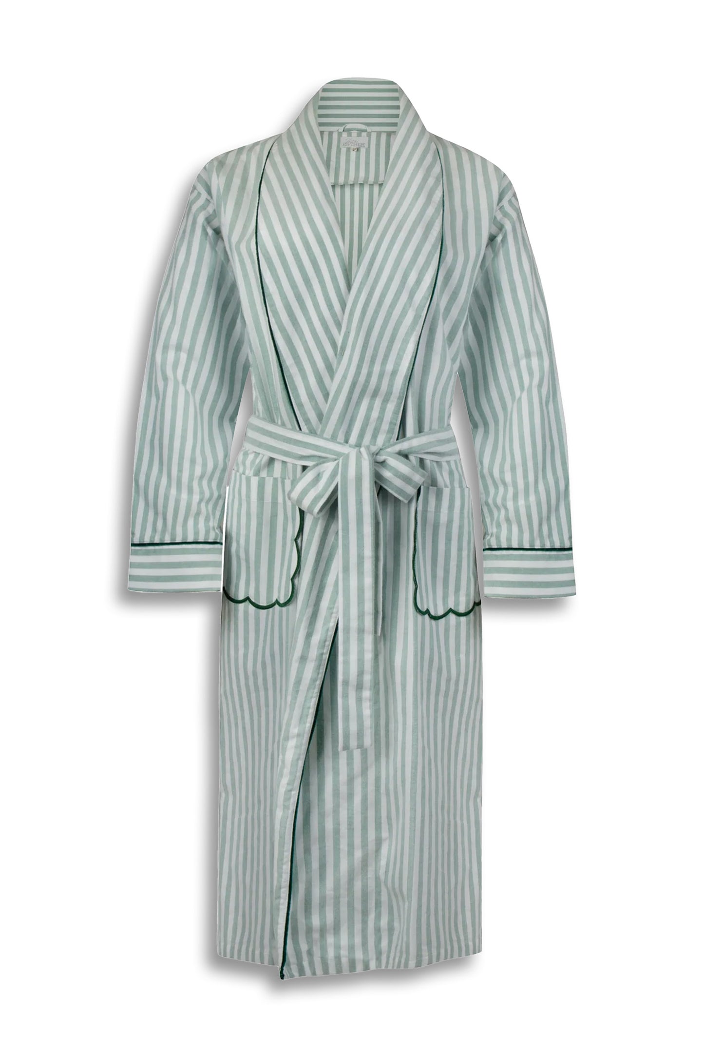 Green Striped Brushed Cotton Robe