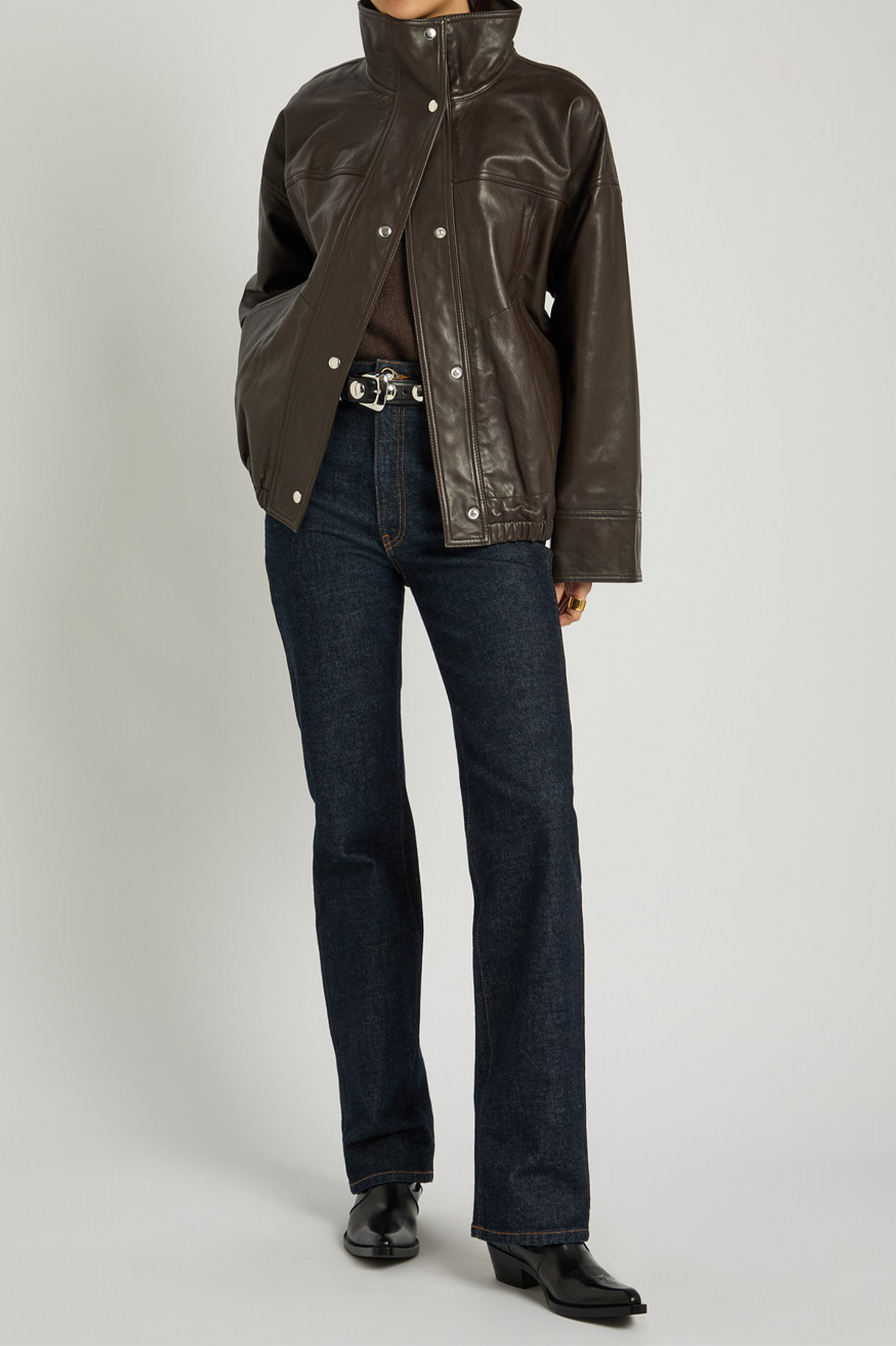High-neck Leather Jacket