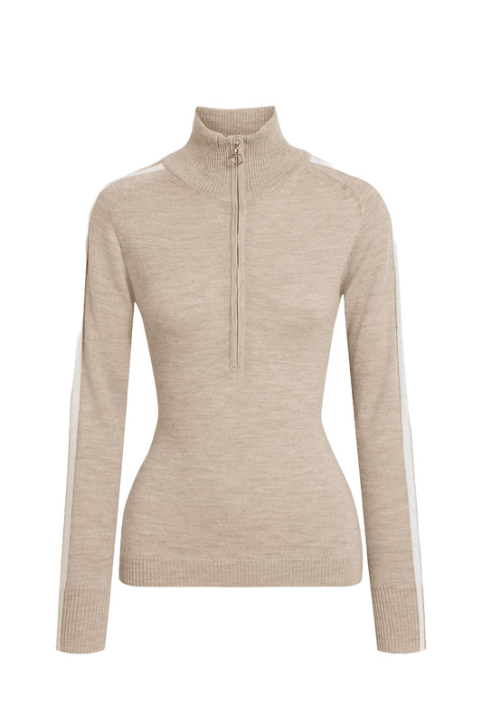 Geilo Metallic Striped Merino Wool-blend Half-zip Sweater