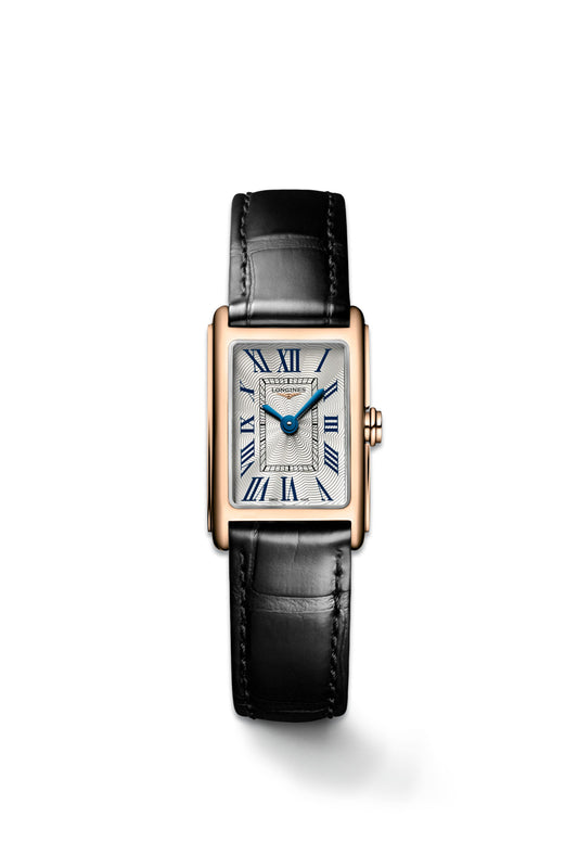 Dolcevita With Silver Dial & Black Alligator Strap In Black