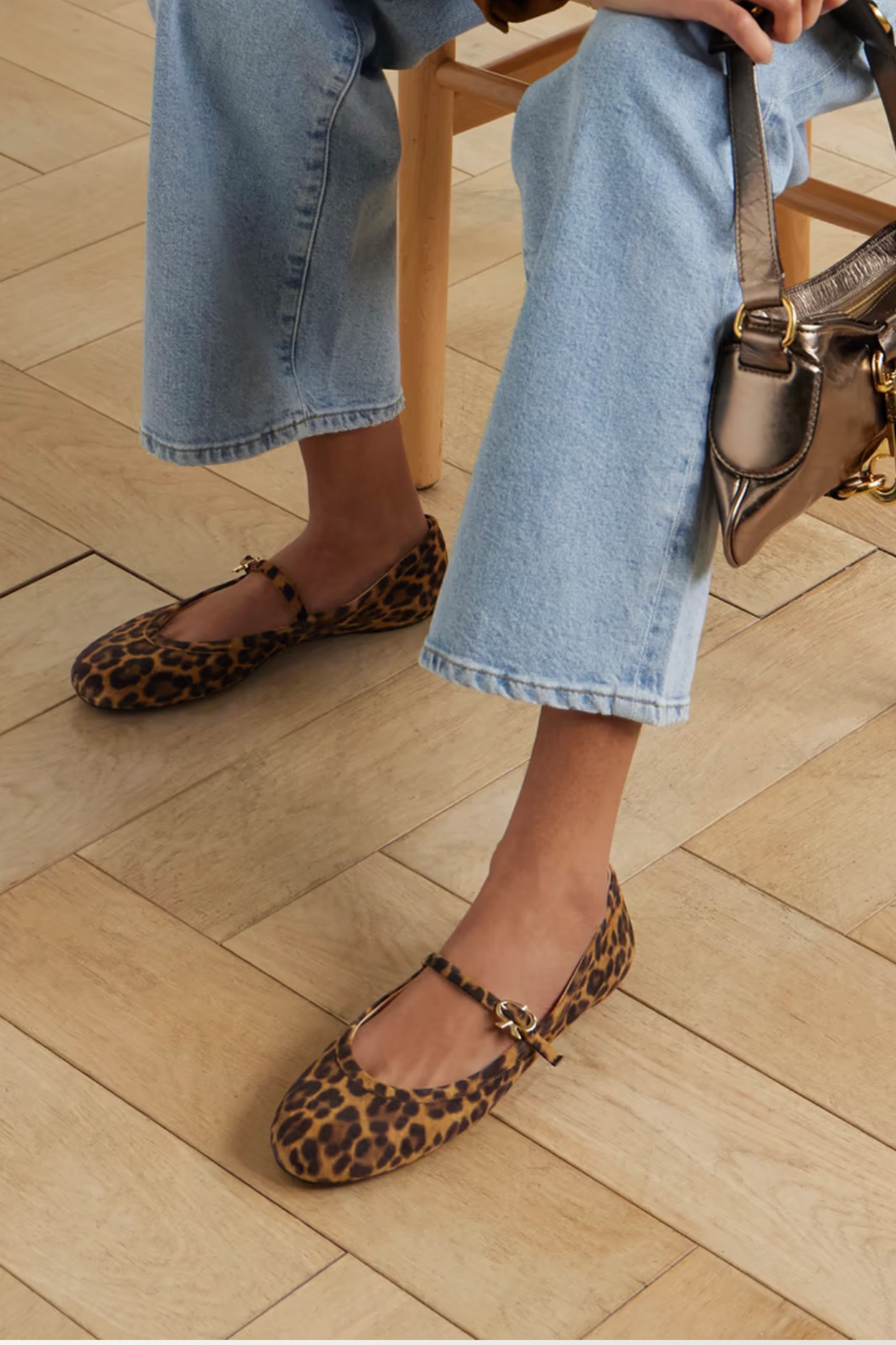 Carla Leopard-Print Suede Mary Jane Ballet Flats