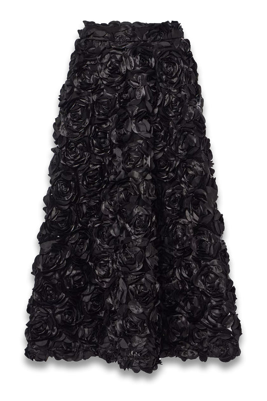 Sun floral-appliqué high-rise maxi skirt