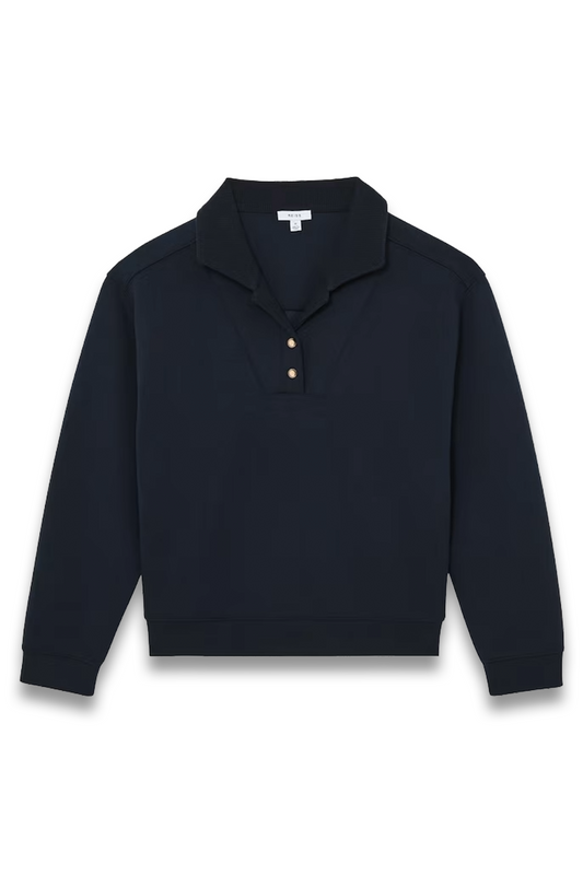 Bella Premium Interlock-collar Sweatshirt in Navy