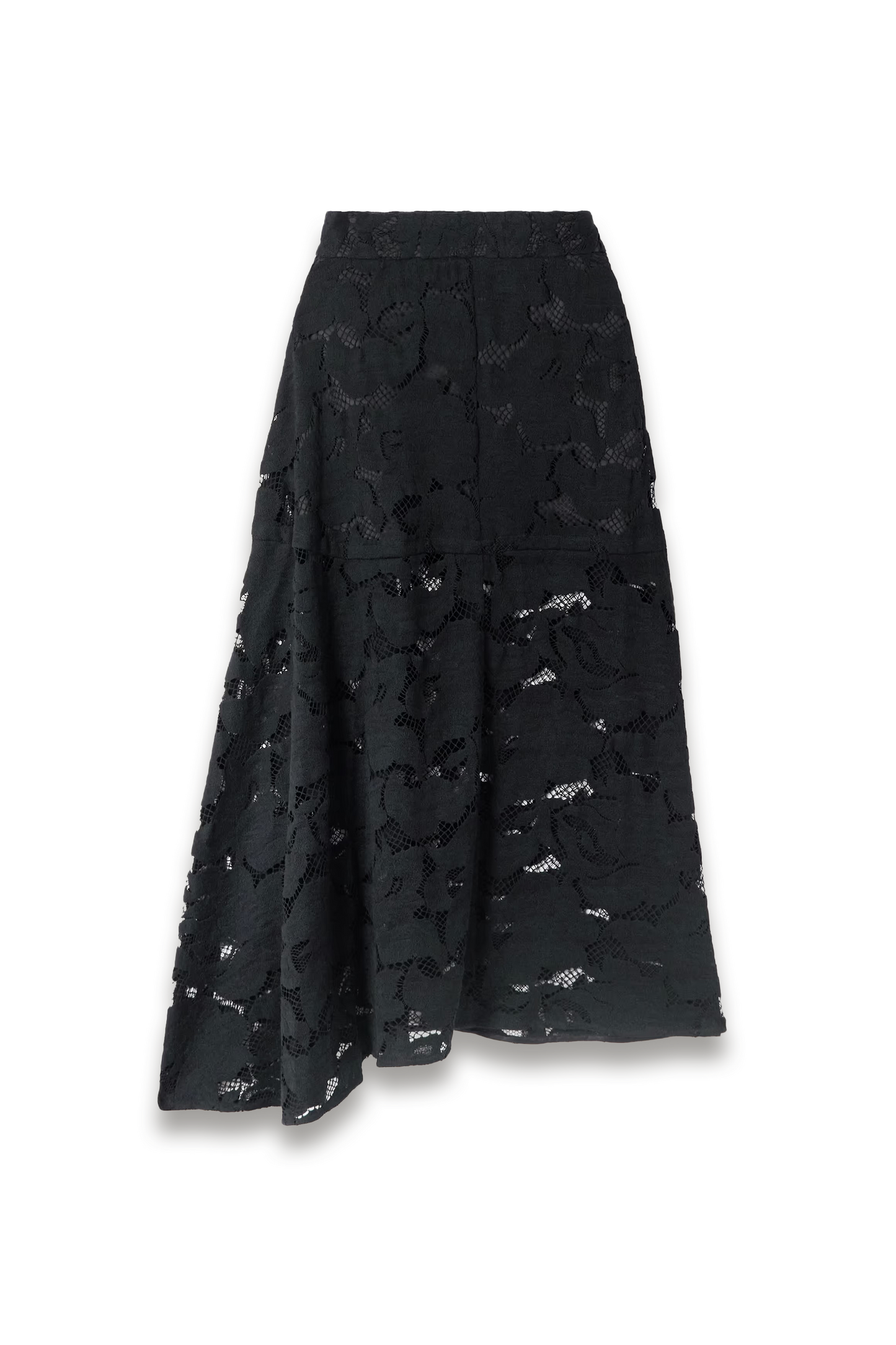 Asymmetric Organic Cotton-blend Lace Midi Skirt