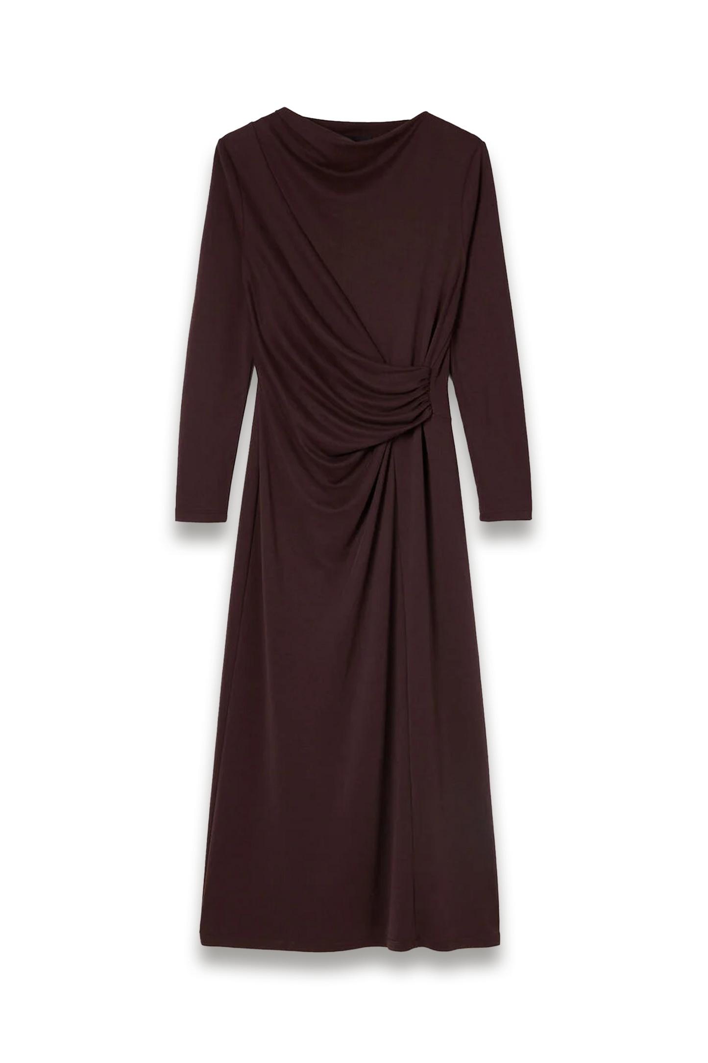 Chocolate Ruched-detail Midi Dress