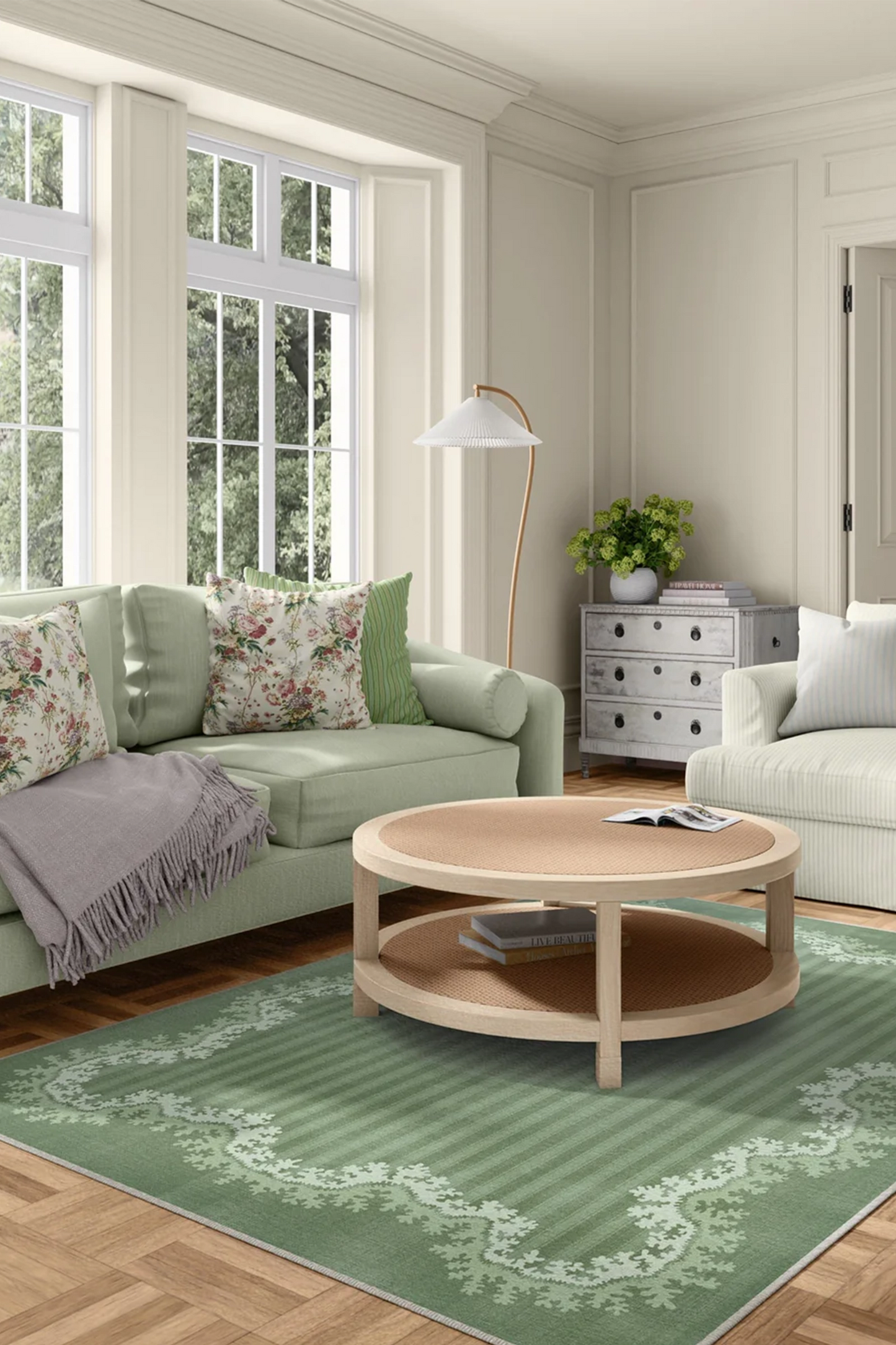 Sanderson Oxbow Botanical Green Tufted Rug