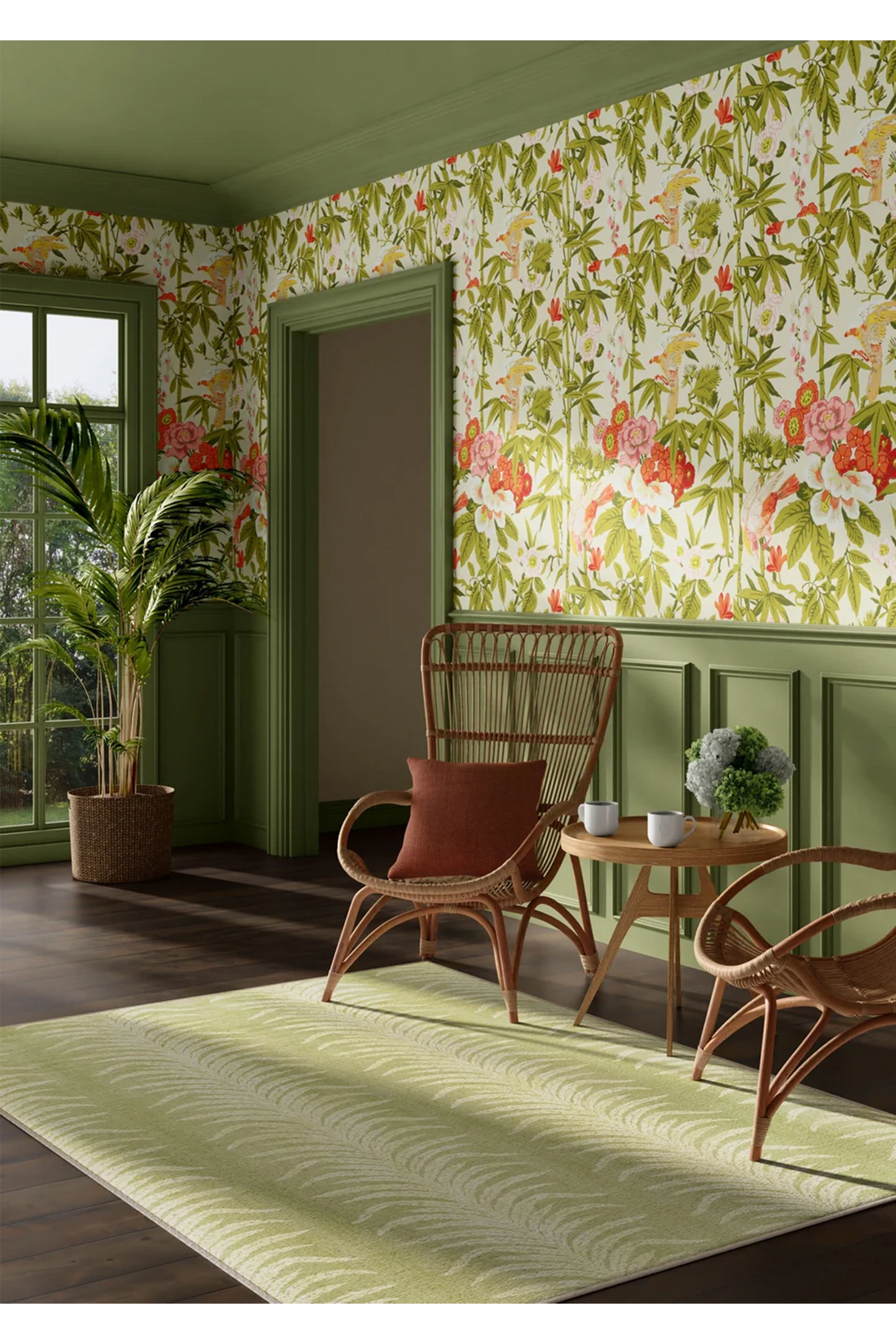 Sanderson Tree Fern Matcha Green Tufted Rug