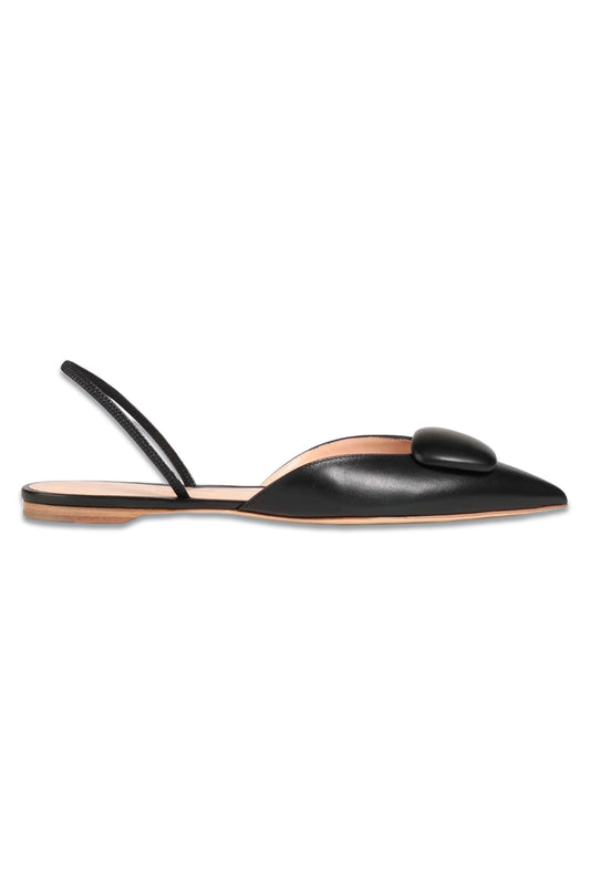 Appliquéd Leather Point-toe Flats