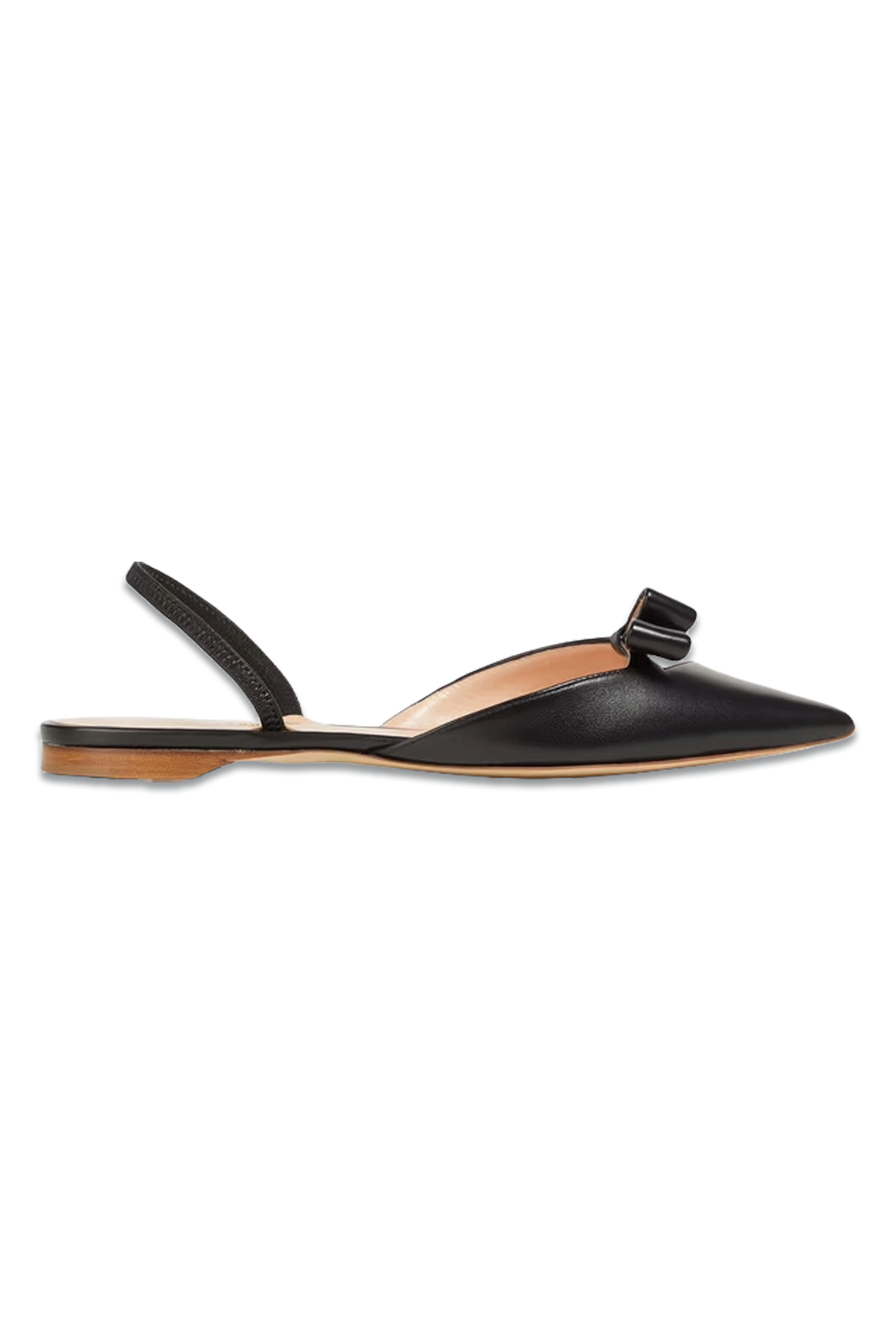 Mercato Cutout Bow-Detailed Leather Point-Toe Slingback Flats