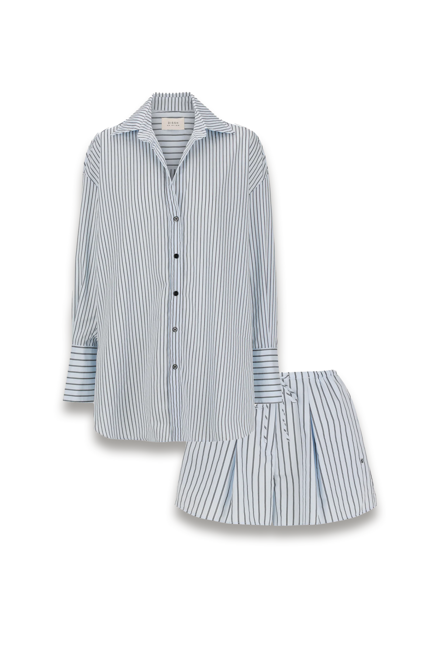 Sable Ice Blue Oversized Silk-blend Shirt and Shorts