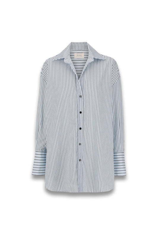 Sable Ice Blue Oversized Silk-blend Shirt