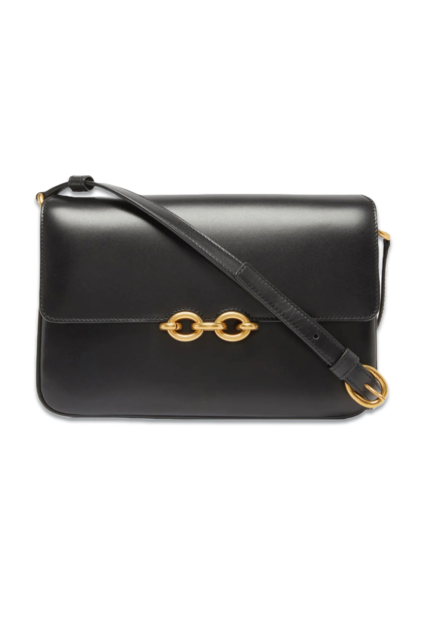 Maillon Medium Black Leather Shoulder Bag