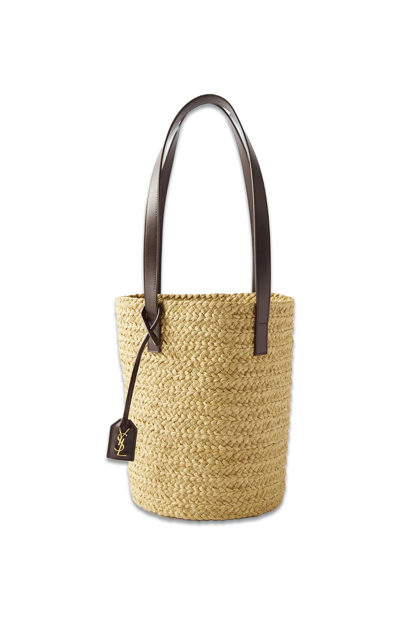 Panier Small Leather-Trim Raffia Basket Bag