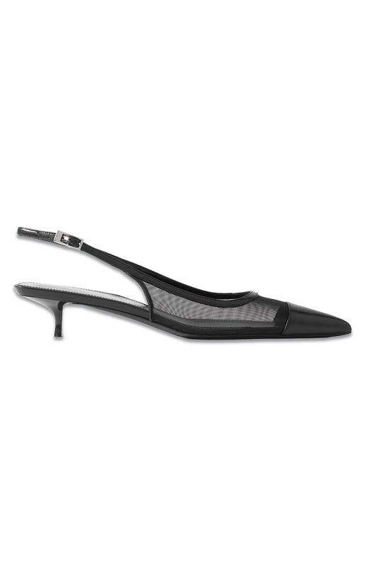 Oxalis Leather-trimmed Mesh Slingback Pumps