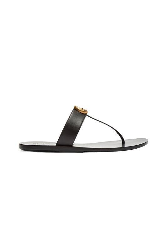 GG Marmont T-bar Leather Sandals