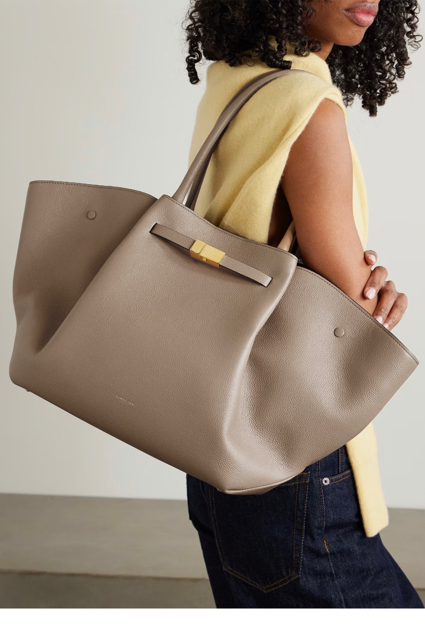 The New York Small Textured-Leather Tote