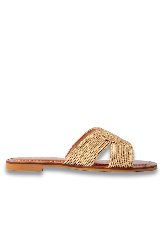 Darcie Gold Rope Flat Sandals