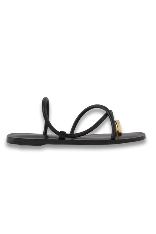 Laurie Gold-tone and Leather Sandals