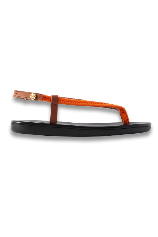 Zoi Leather-Trimmed Woven Cord Sandals