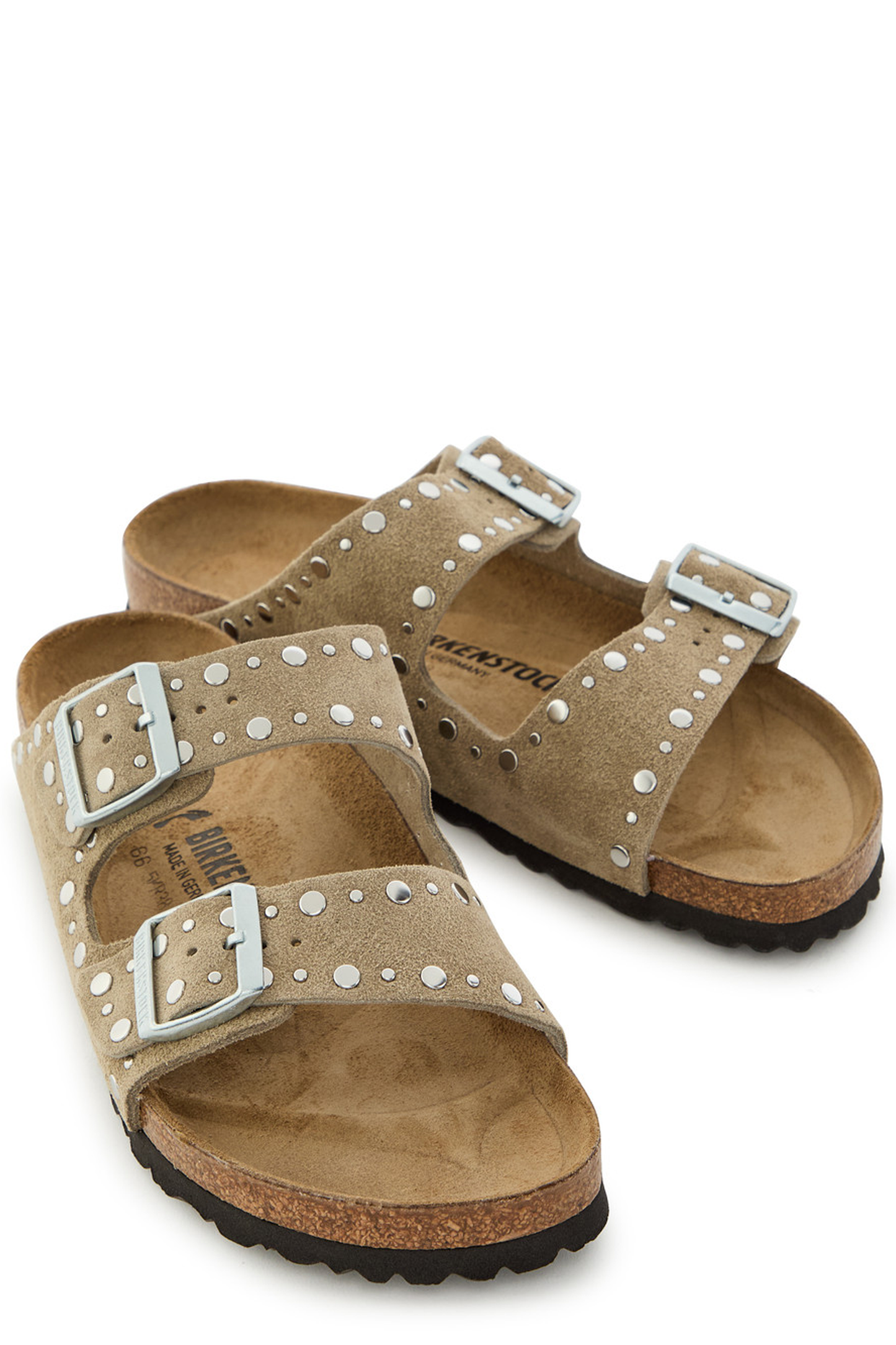 Rivet-embellished Suede Sliders