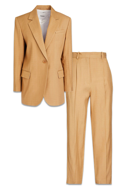 Slub Woven Blazer & Pleated Slub Woven tapered pants