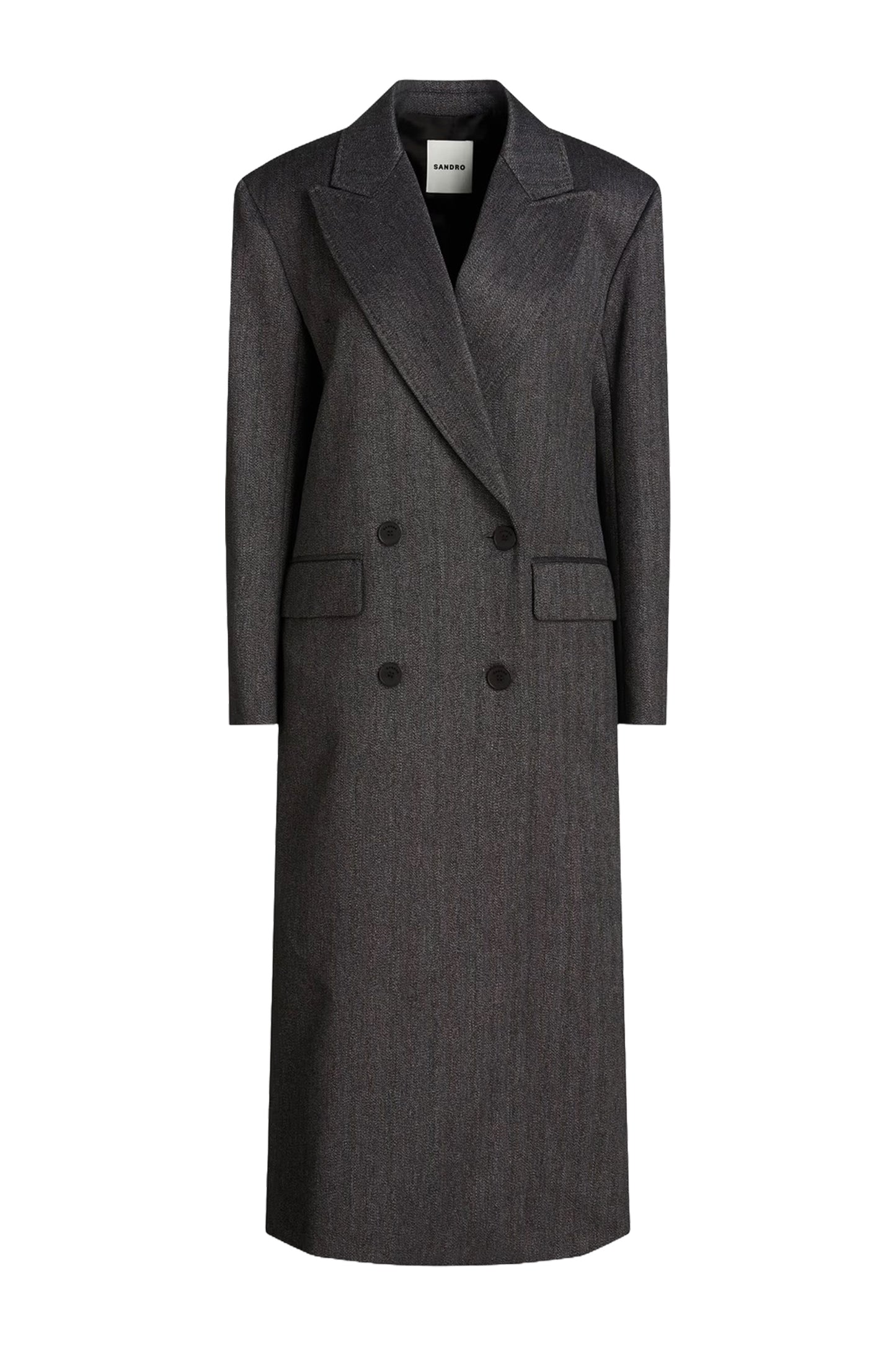 Double-Breasted Pinstriped Twill Coat