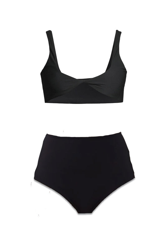 Concha Twisted-Front Bikini Top and High-Rise Briefs