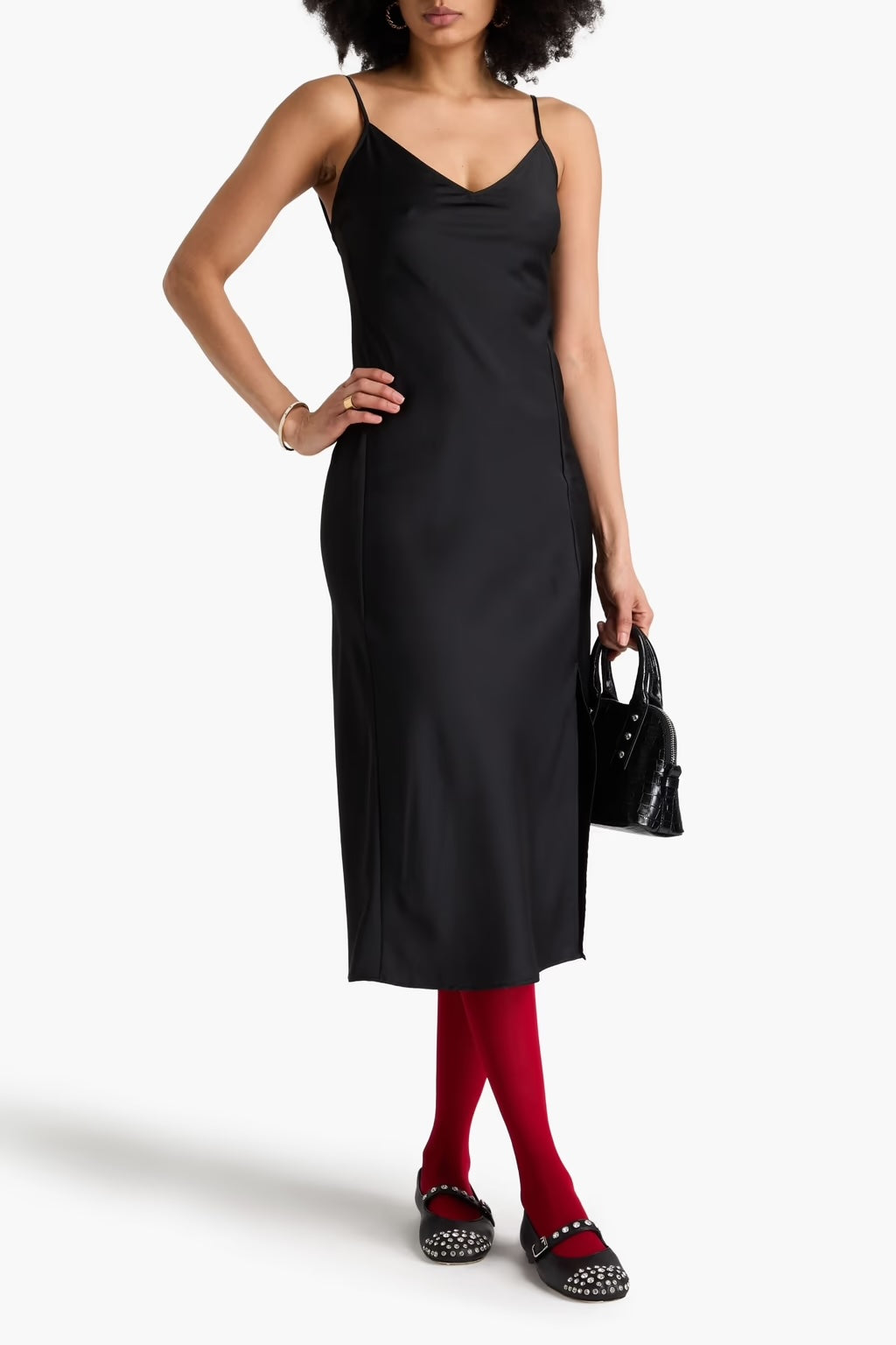 Satin-twill Midi Slip Dress