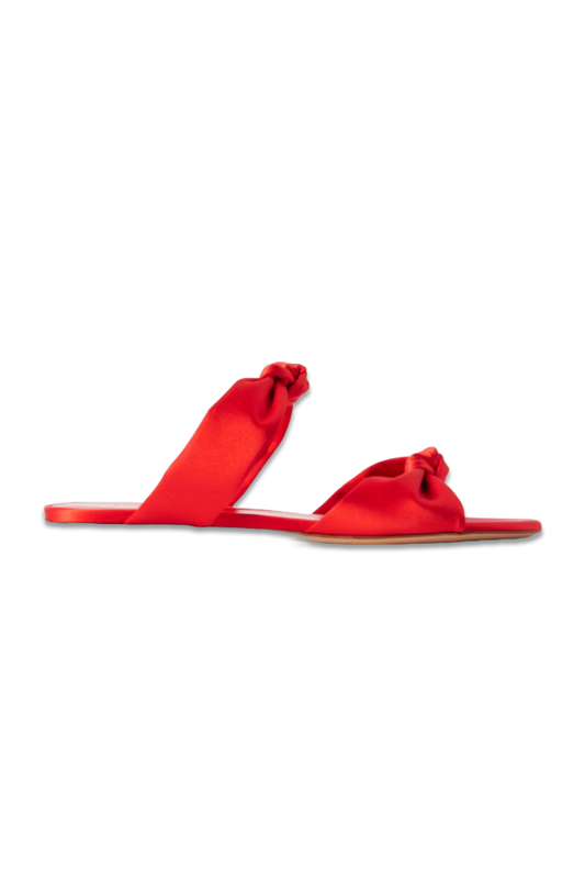 Knot Flat Satin Sandals