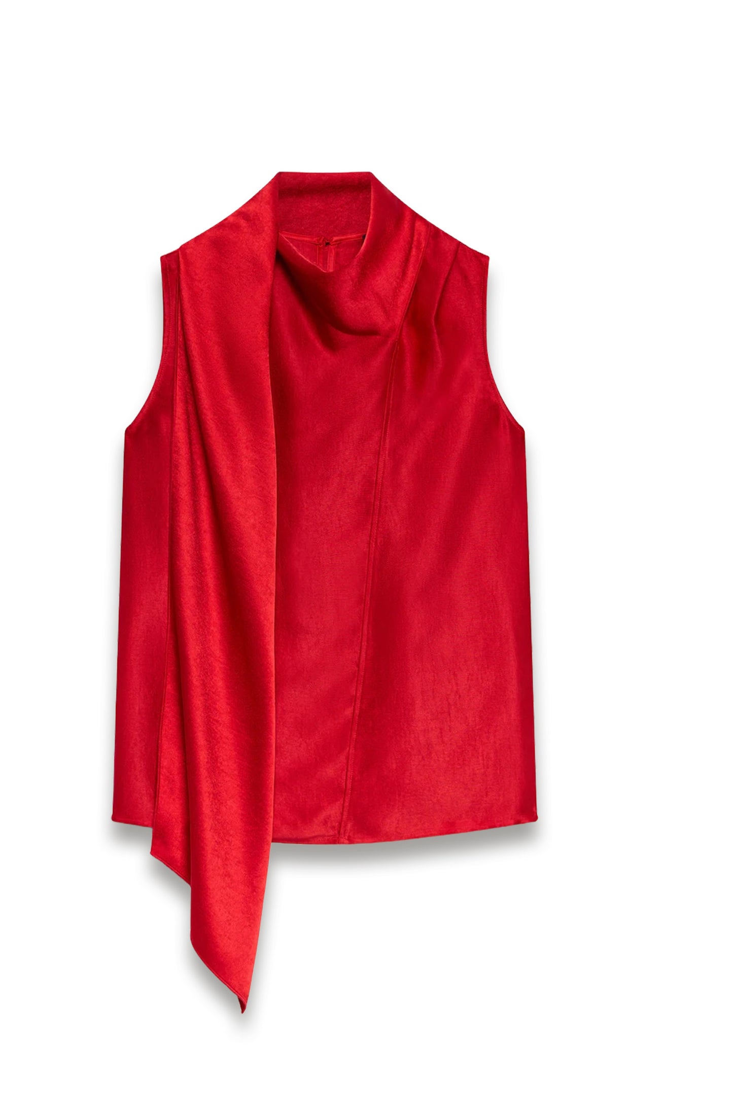 Red Satin Scarf-detail Top