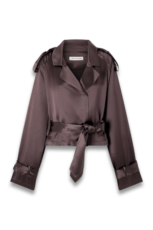 Simona Belted Satin Jacket